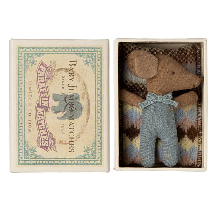 Maileg Sleepy Wakey Baby Mouse in box- Blue