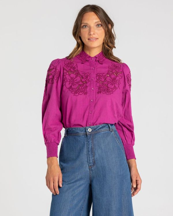 Boom Shankar Embroidered Top in Magenta