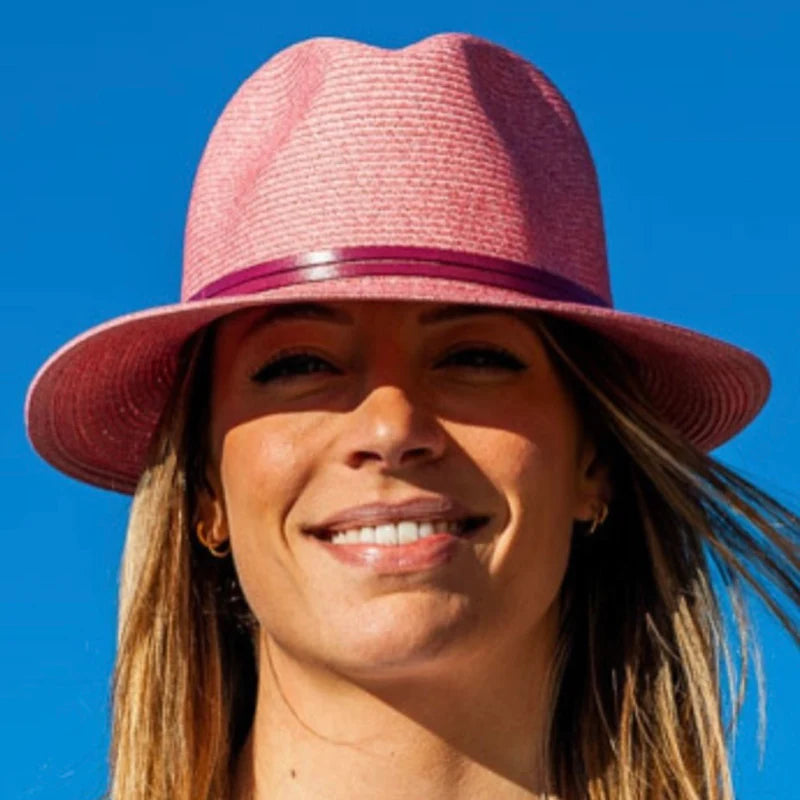 Borsalino Hat with Leather Strap-Rosa