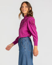 Clementine Embroidered Top- Magenta