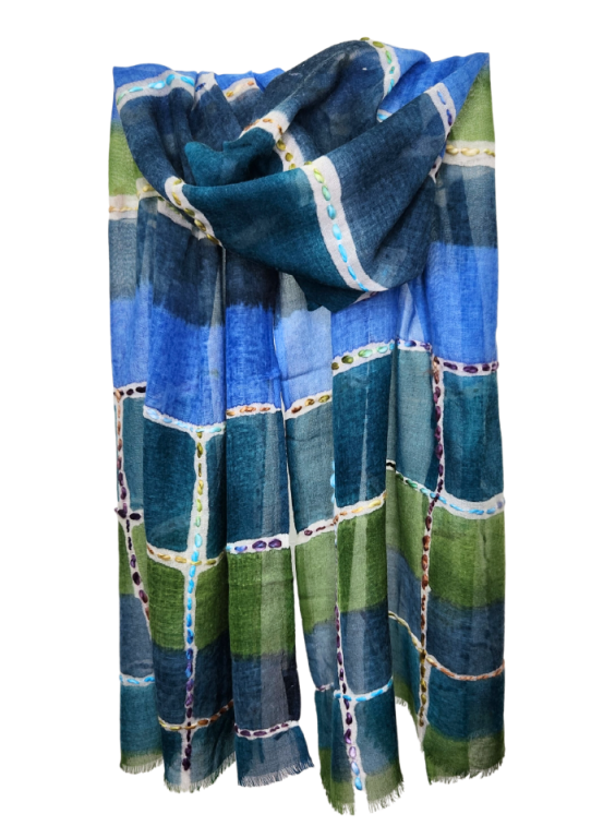 Directions International Hold the Line Wool Scarf in Ocean