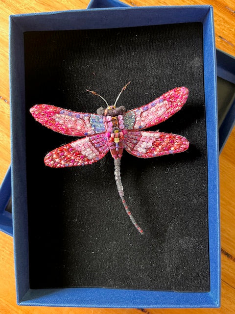 Trovelore Embellished Brooch- Roseate Skimmer Dragonfly