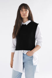 ELK Lunel Knit Cotton Vest in Black