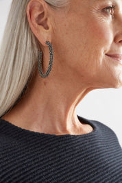 Kolle Hoop Earrings- Gunmetal