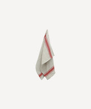 French Country Natural Linen Tea Towel with Red Stripe