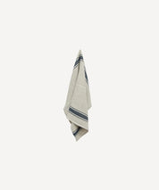 French Country Natural Linen Tea Towel with Navy Stripe