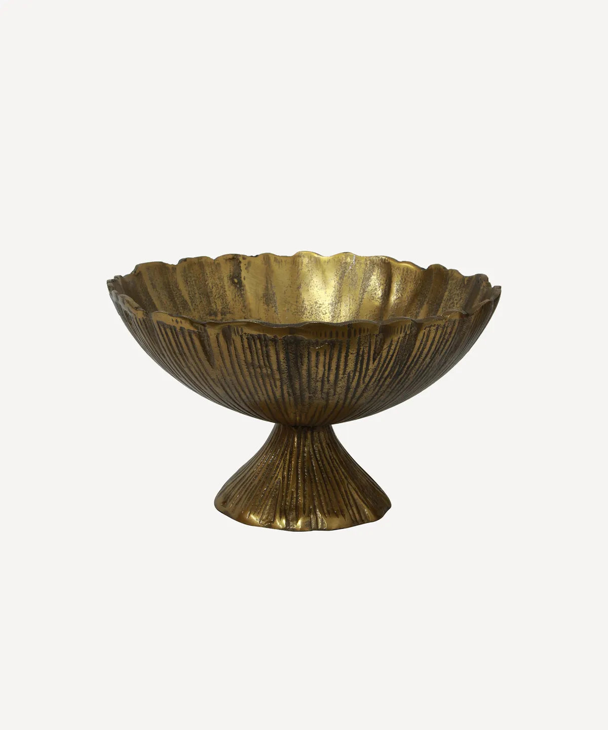 French Country Antique Gold Petal Bowl on Stand