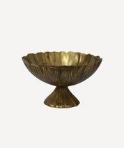 French Country Antique Gold Petal Bowl on Stand