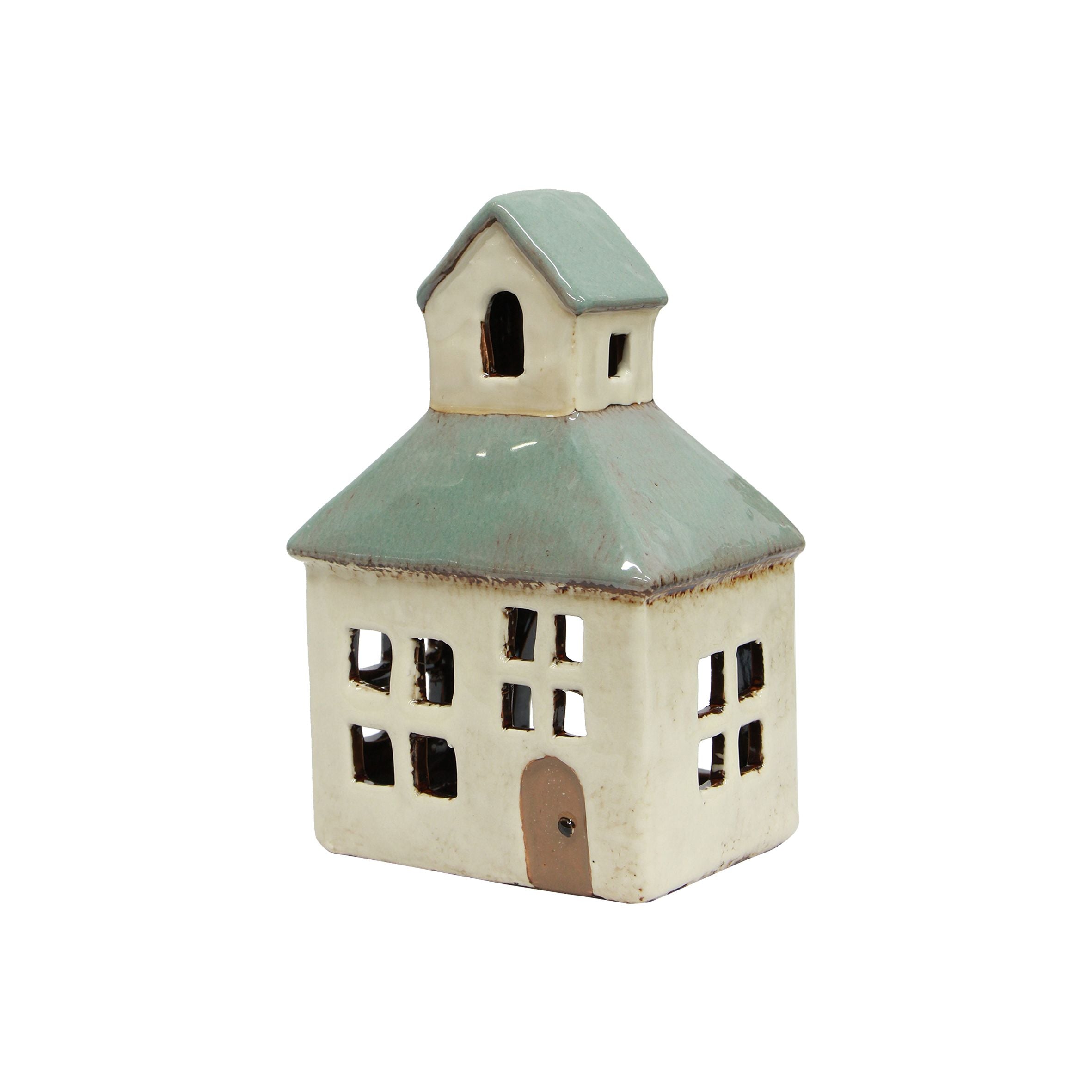 French Country Alsace Tealight Mini Church Blue