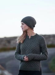 Fisherman Out of Ireland Honeycomb Stitch Alpaca Jumper in Khaki