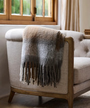 Grey Brown Plaid Tassel Throw