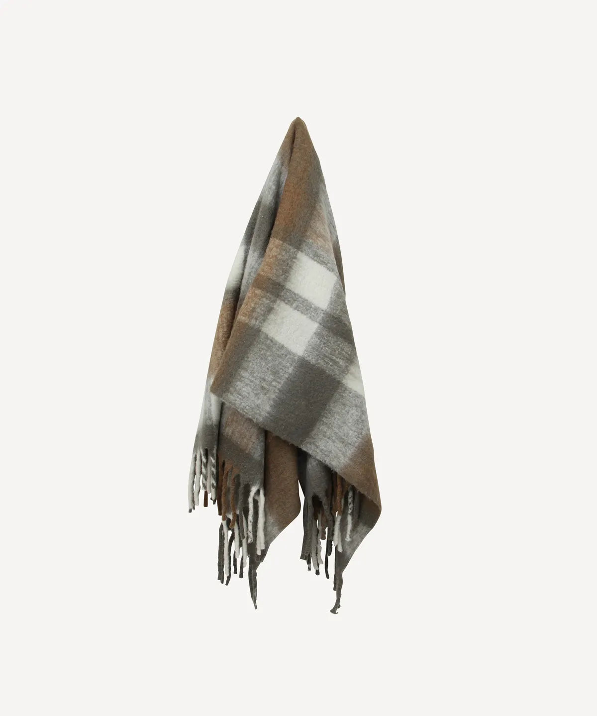 French Country Grey Brown Tassel Throw