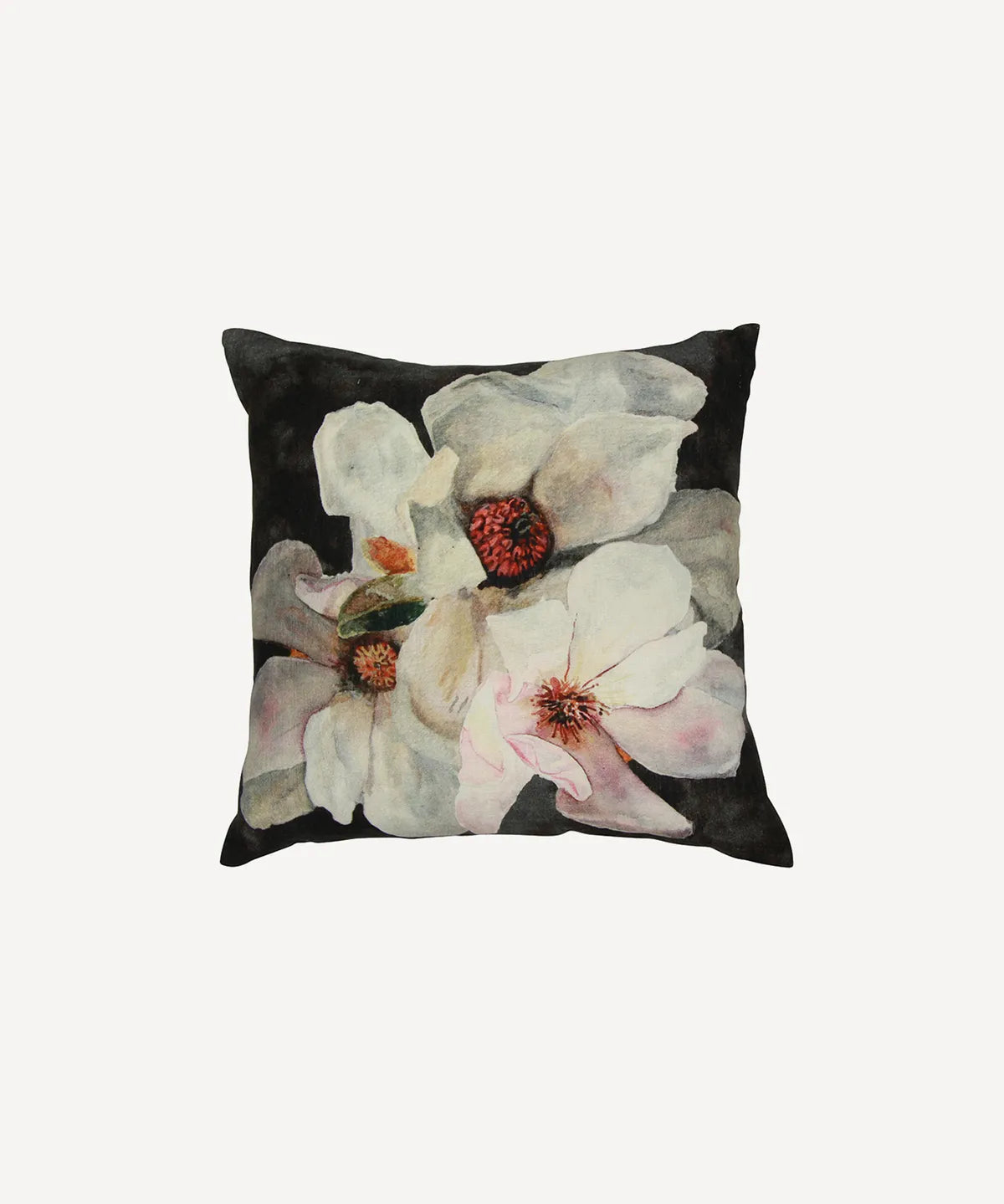 French Country Charcoal Magnolia Linen Cushion