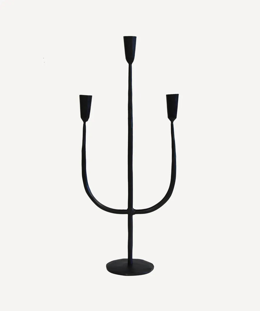 French Country Dax 3 Light Candlestand Black