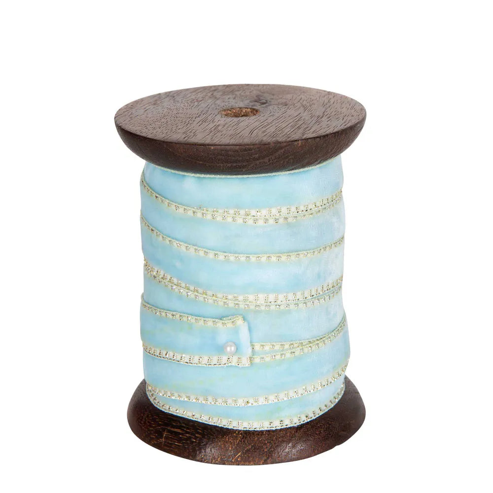 Vixen & Velvet Gilt Edge Velvet Ribbon-Light Blue