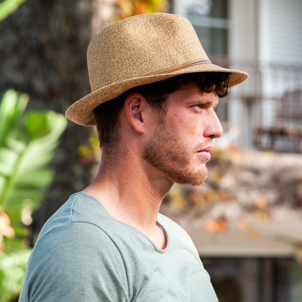 Borsalino Hat with Leather Strap-Havane