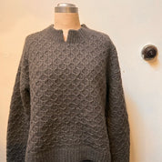 Fisherman Honeycomb Stitch Alpaca Sweater- Khaki