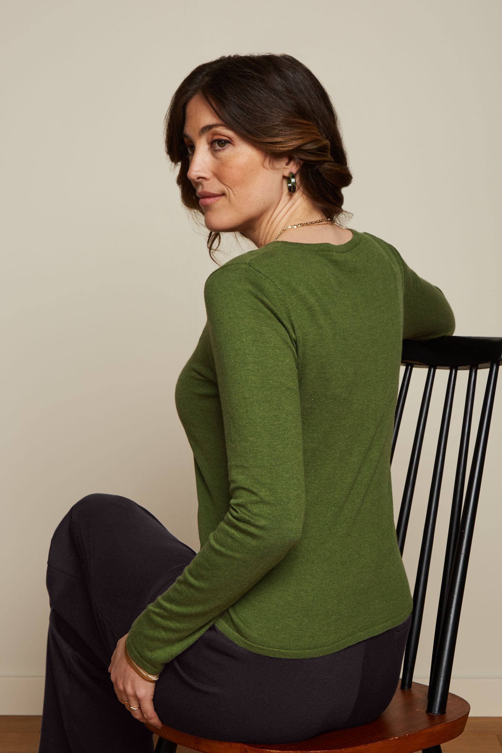 Cardigan Roundneck Cocoon- Posey Green