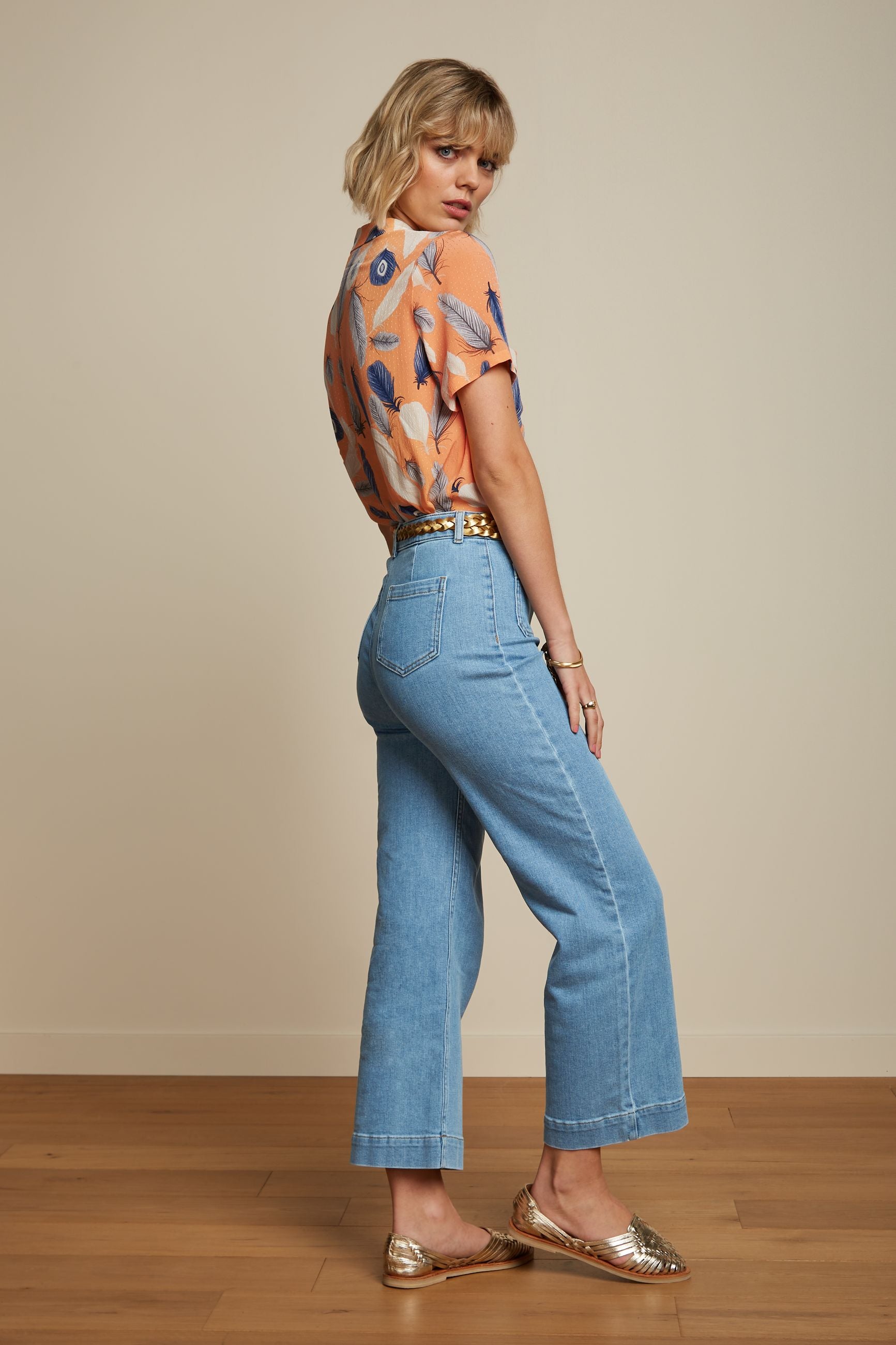 High Waisted Pocket Pants-Denim