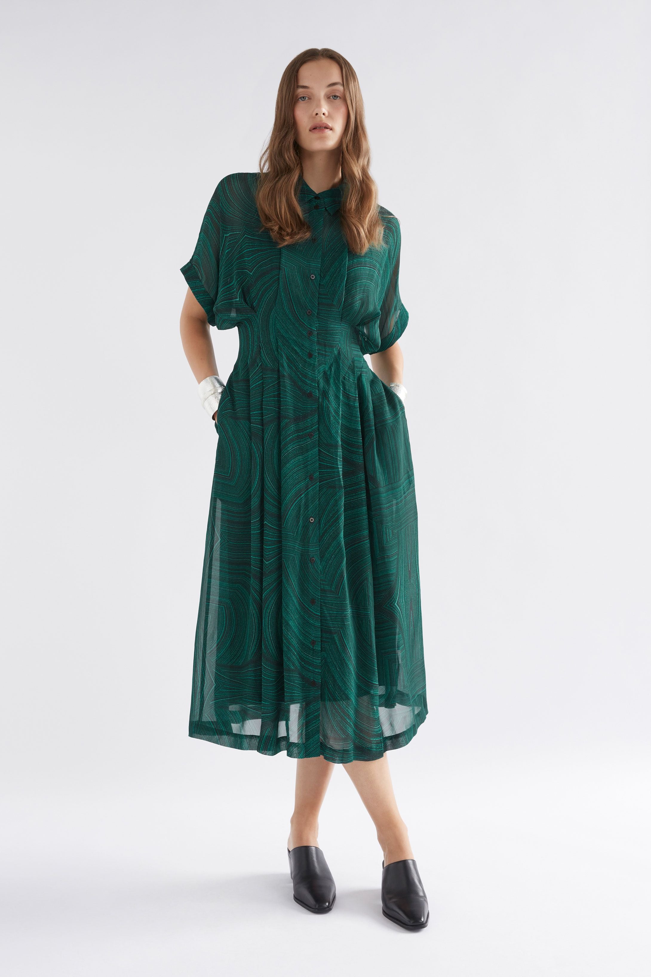 ELK Krava Sheer Dress- Malachite Print