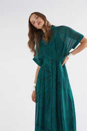 Krava Sheer Dress- Malachite Print