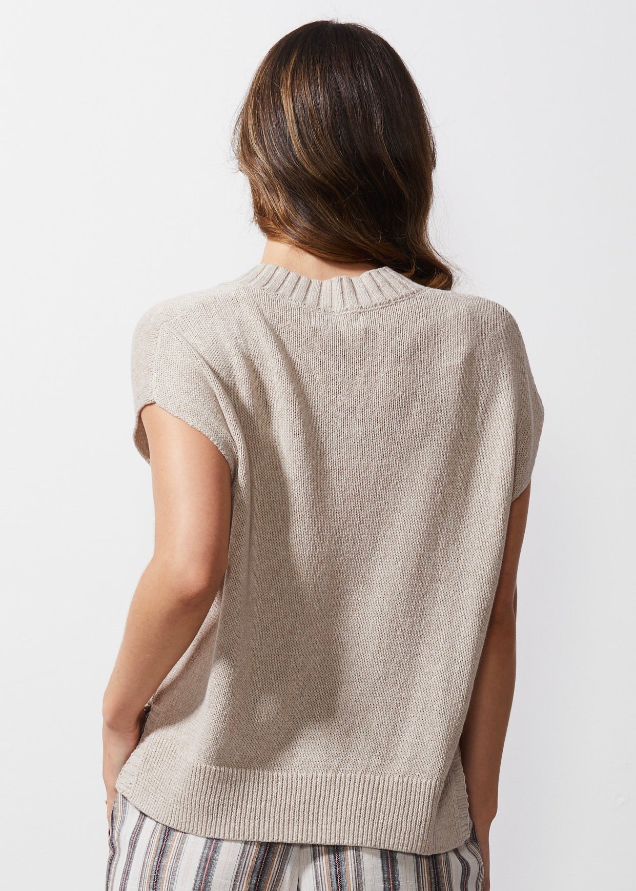 Chunky Linen Vest- Flax