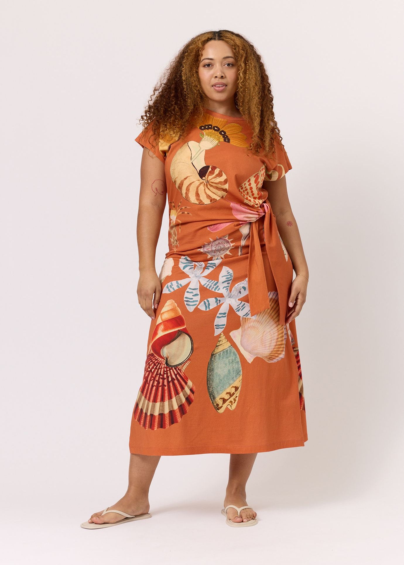 Nancybird Macey Dress-Rust Shell