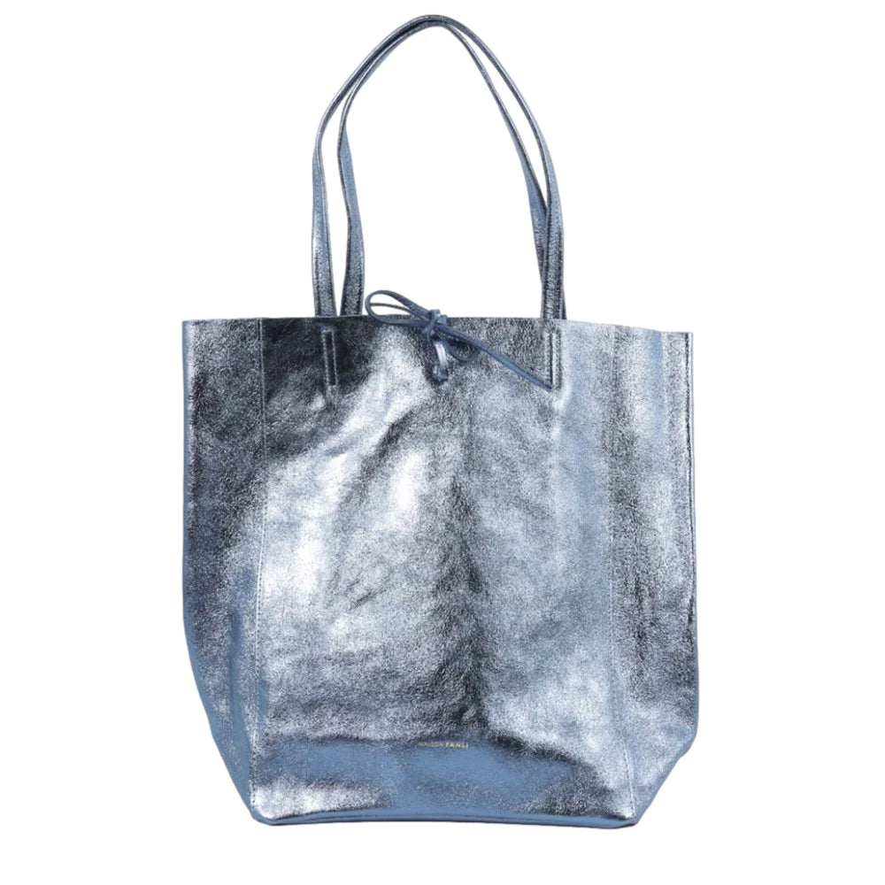 Metallic Leather Tote- Large