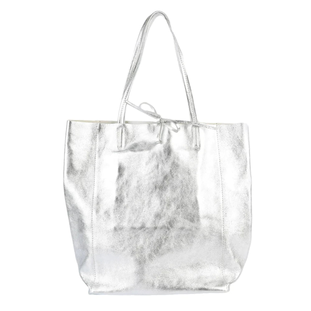 Metallic Leather Tote- Large