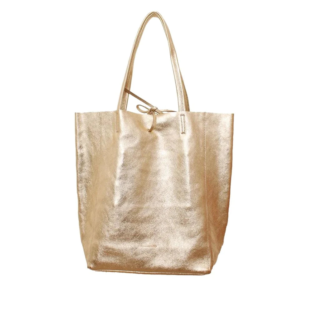 Metallic Leather Tote- Large