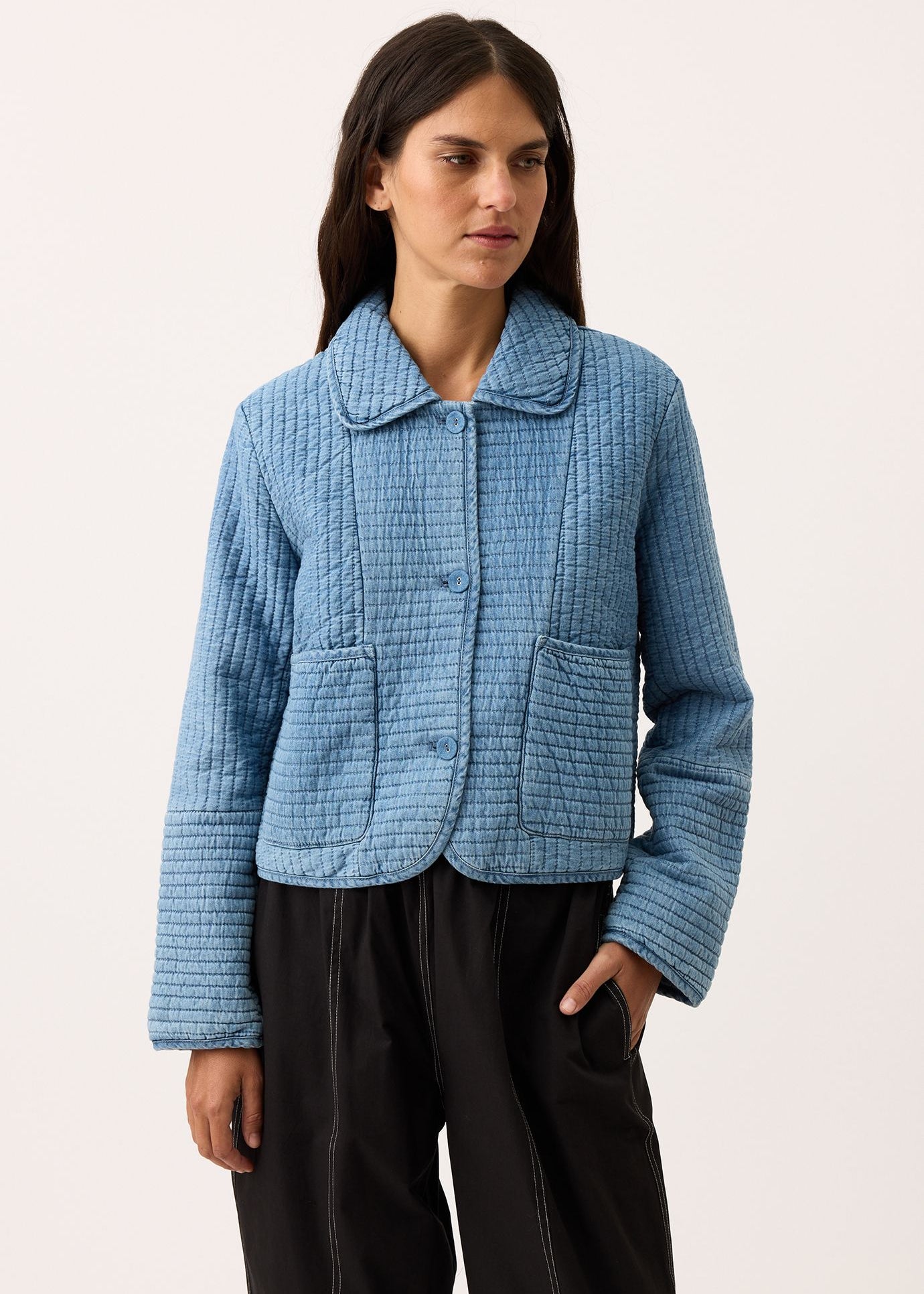 Nancybird Nadia Quilted Jacket in Denim