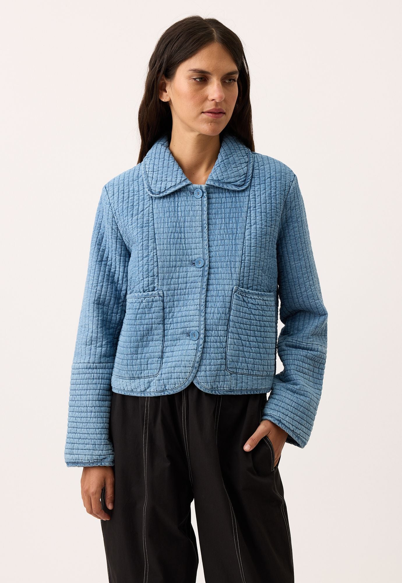 Nancybird Nadia Quilted Jacket in Denim