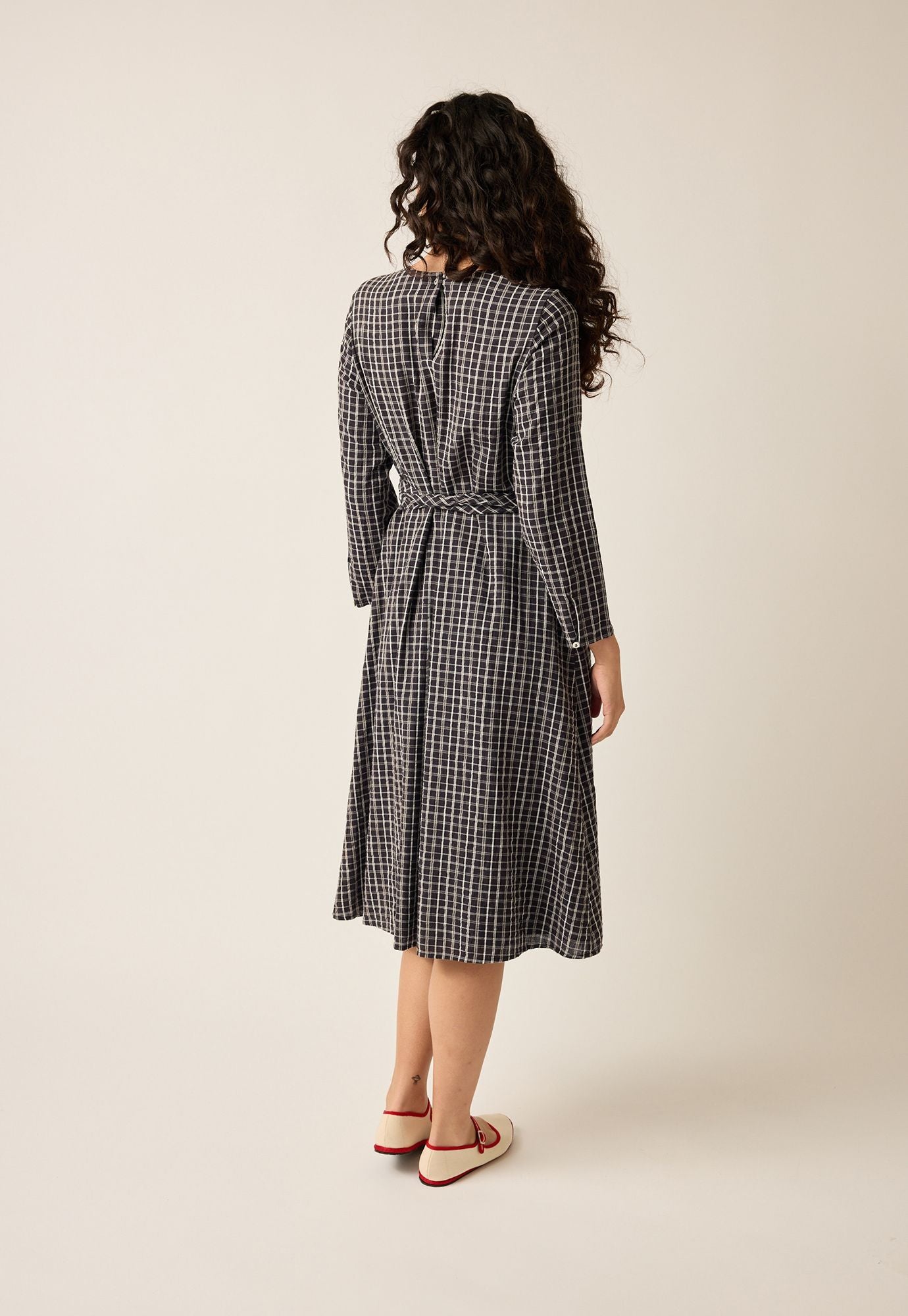 Lily Wrap Tie Dress- Smoky Check