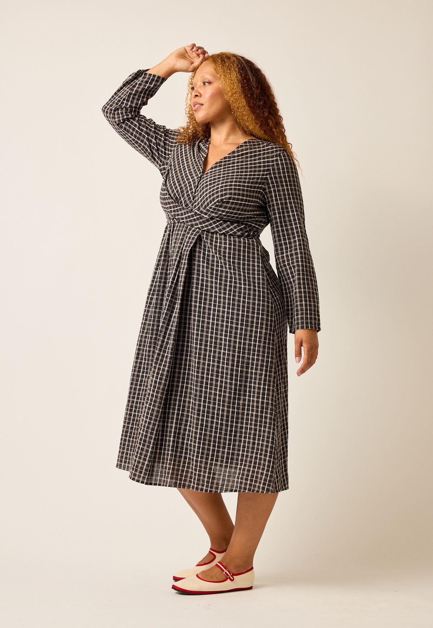 Lily Wrap Tie Dress- Smoky Check