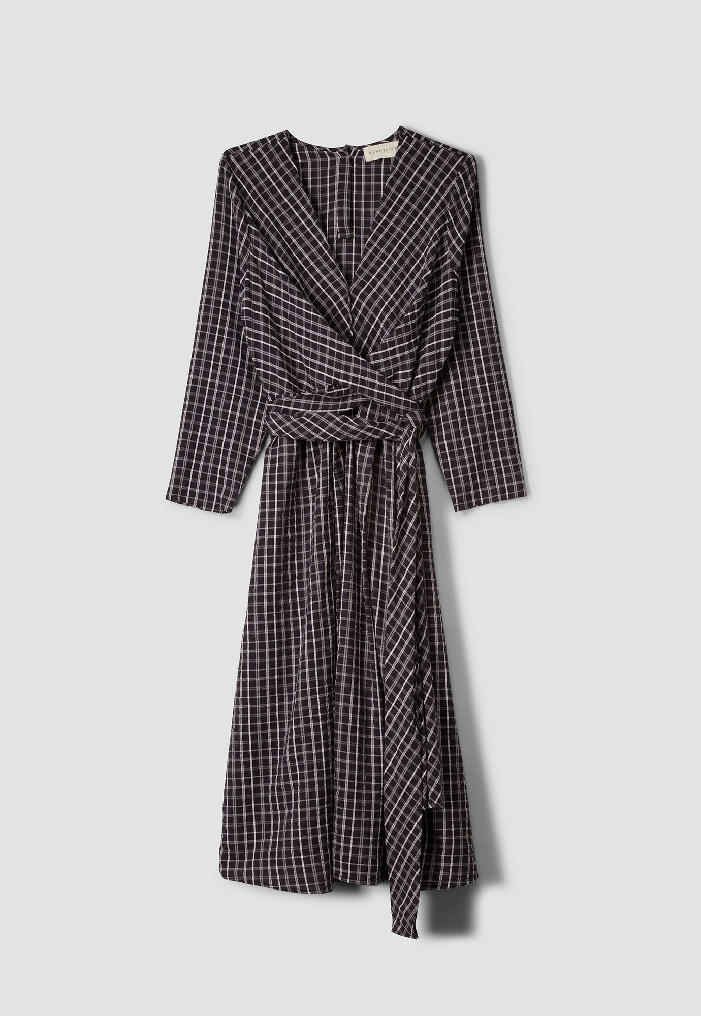 Lily Wrap Tie Dress- Smoky Check