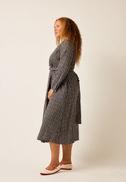 Lily Wrap Tie Dress- Smoky Check