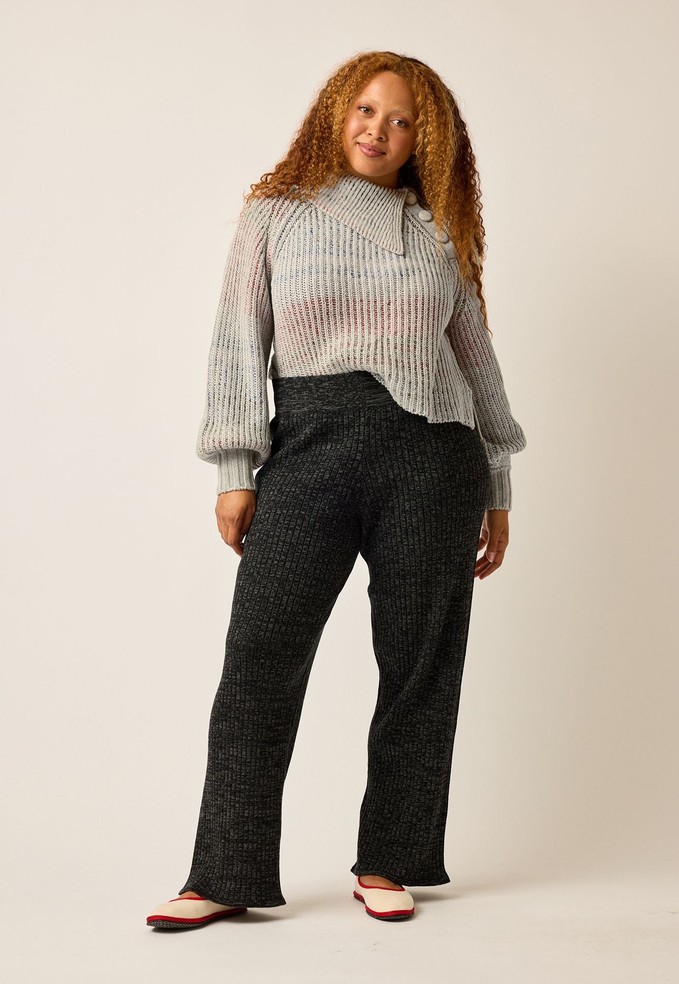 Naho Rib Pants- Black Melange