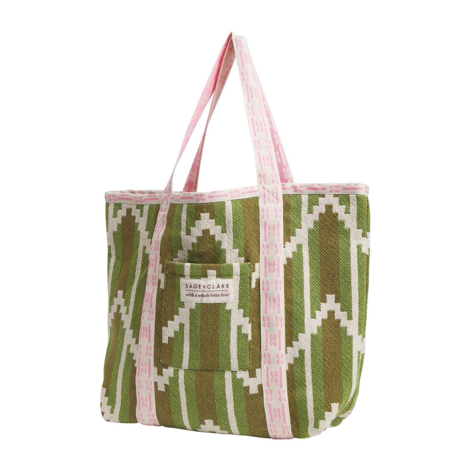 Sage x Clare Nisha Woven Tote Bag- Palm