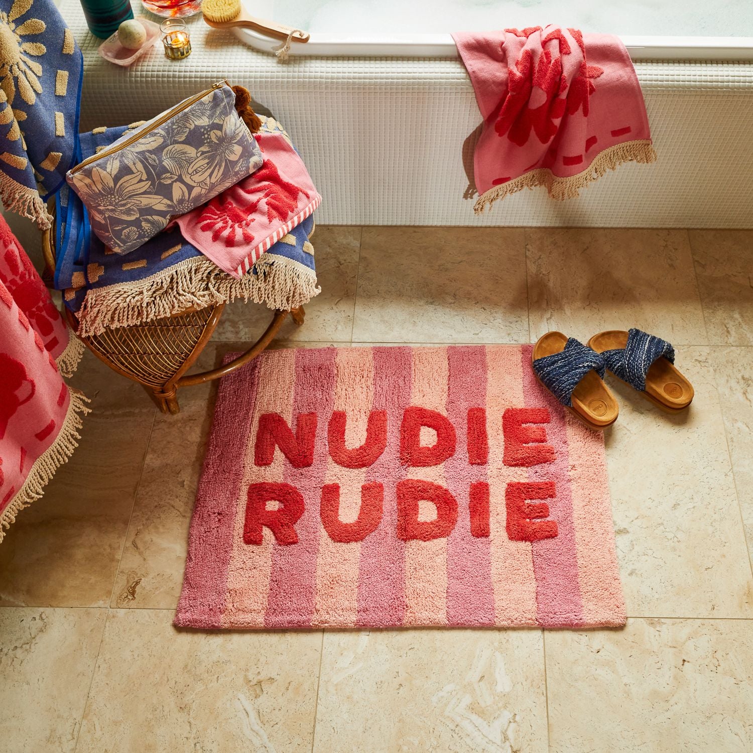 Ira Nudie Rudie Bath Mat- Blue Jean/ Posy