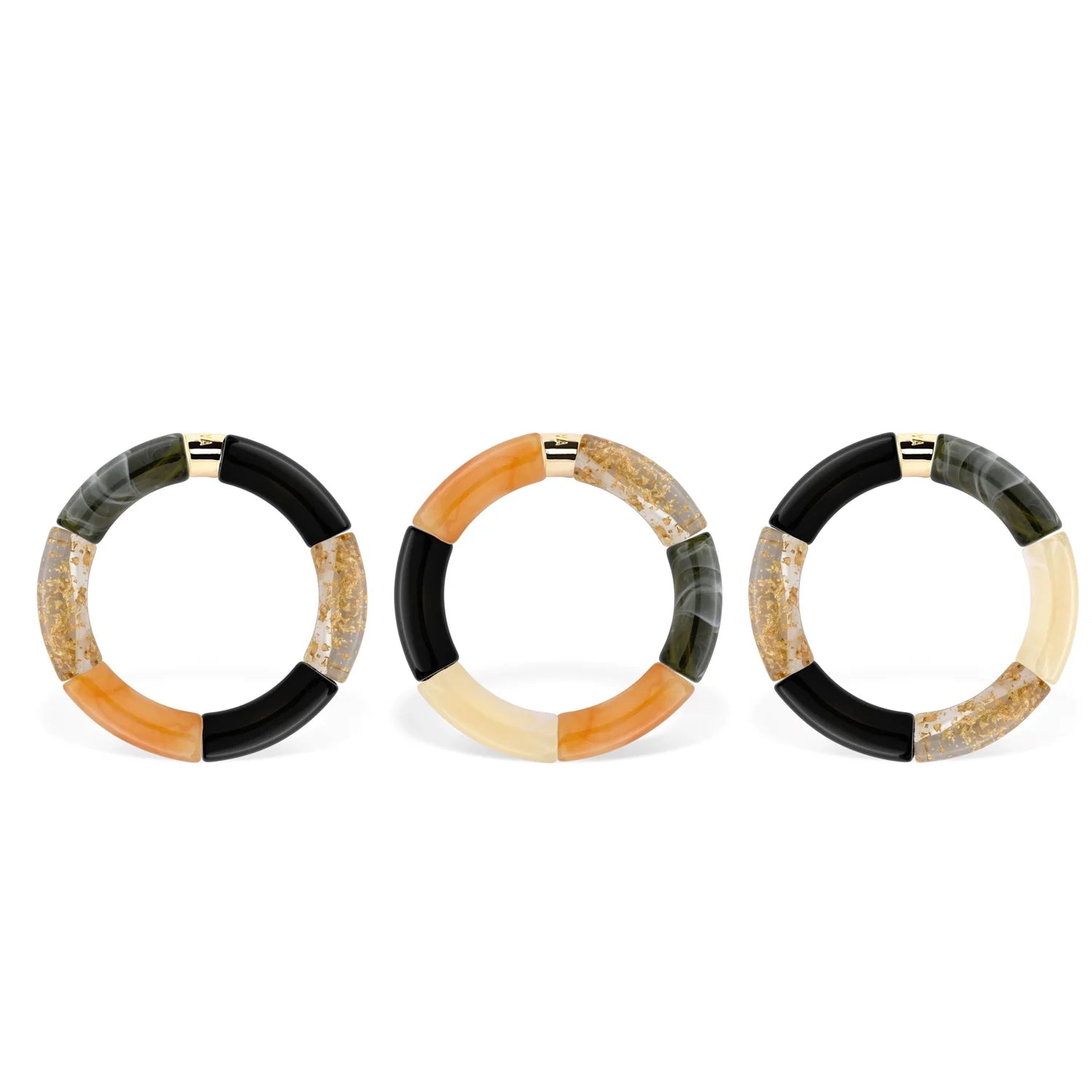 Parabaya Resin Bangle Trio- Black Night