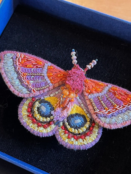 Embellished Brooch Pin- Peacock Moth