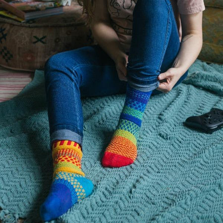 Solmate Recycled Cotton Crew Socks in Rainbow