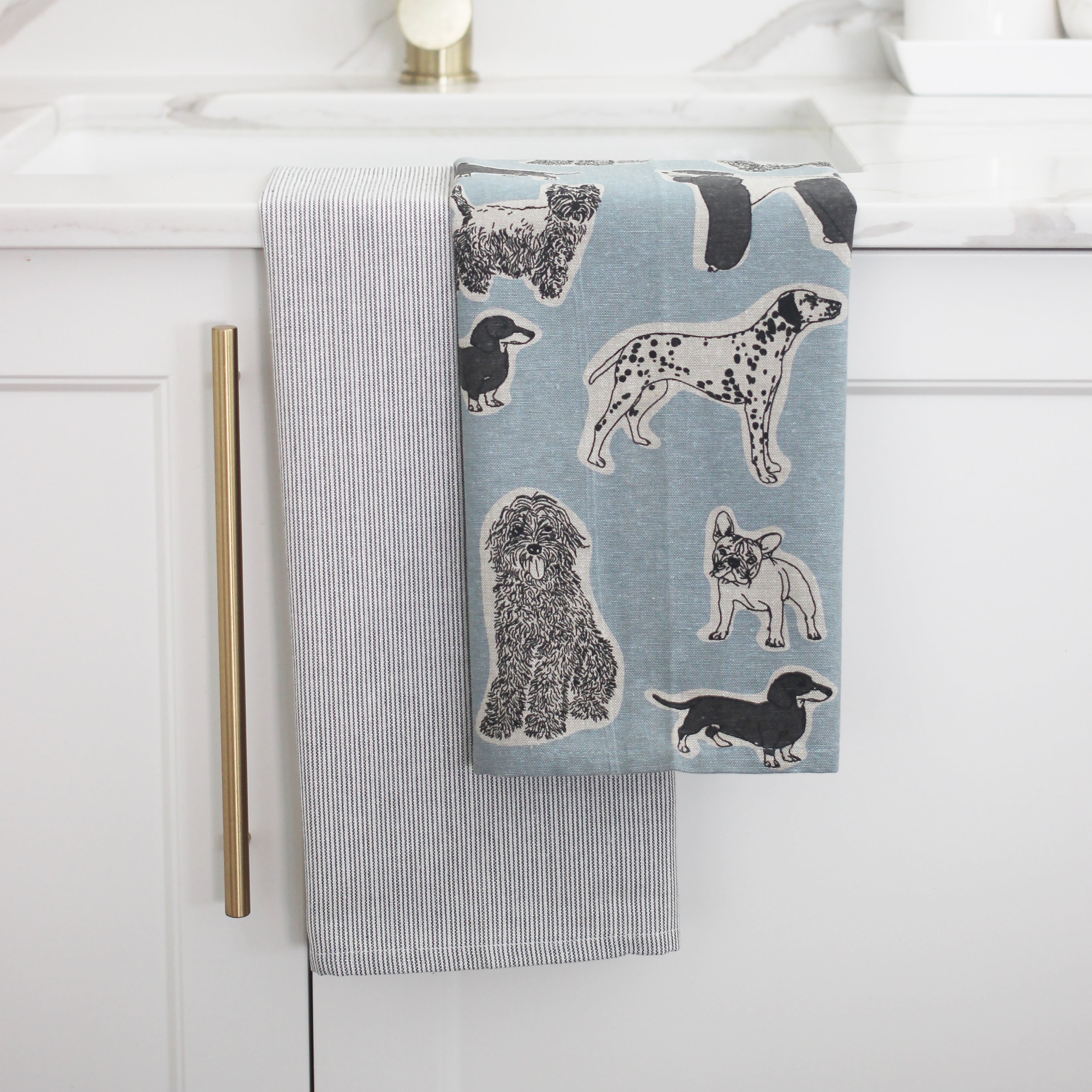 Raine & Humble Woof Tea Towel Set Blue Haze