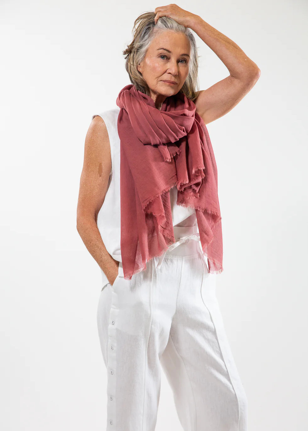 Eva's Sunday Cotton Scarf in Rosewood