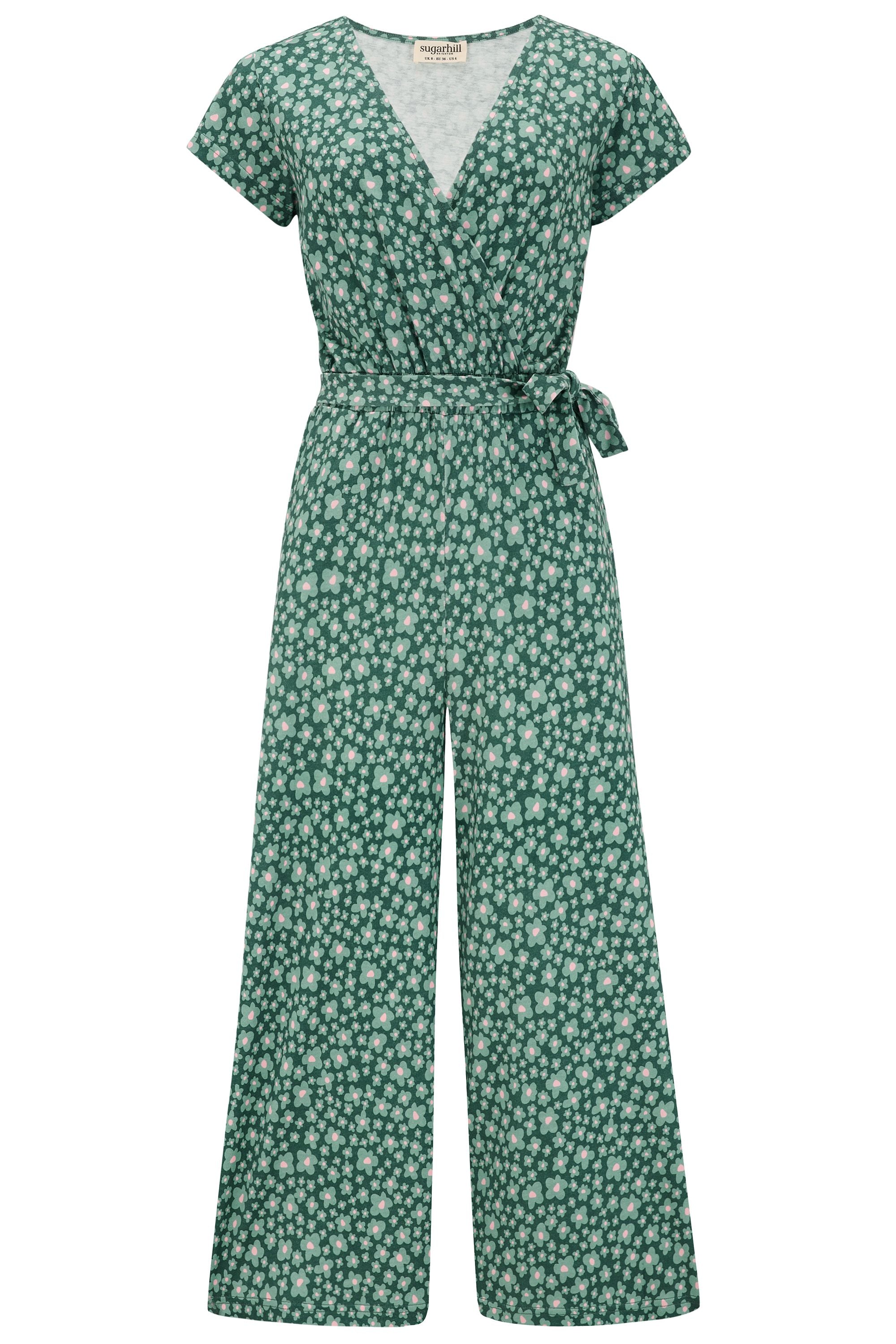 Katrina Cropped Jersey Jumpsuit-Field of Daisies