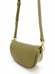 Moon Leather Crossbody Bag- Green/Tan