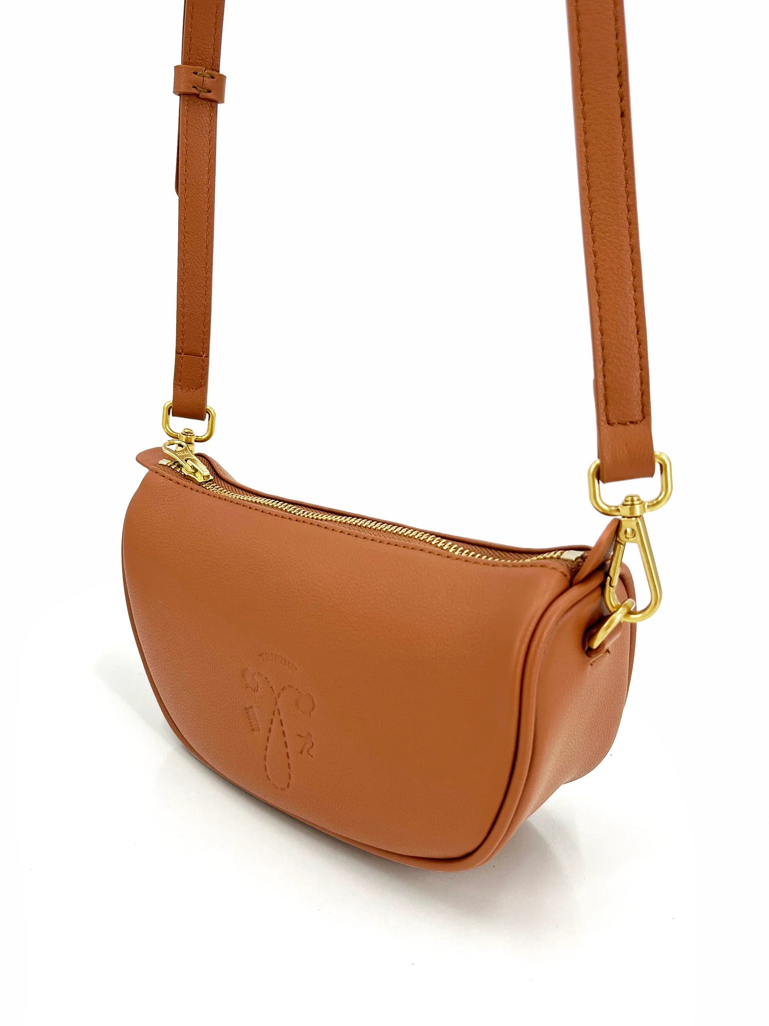 Moon Leather Crossbody Bag- Green/Tan