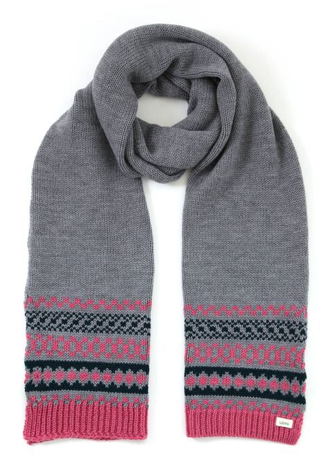 Uimi Beatrix Chunky Fairisle Wool Scarf in Pebble