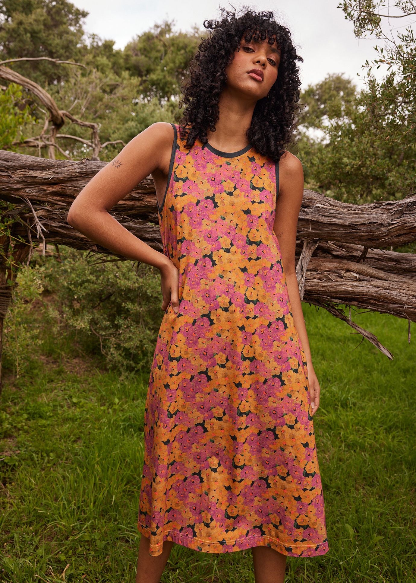 Nancybird Wren Tank Dress-Sunset Floral