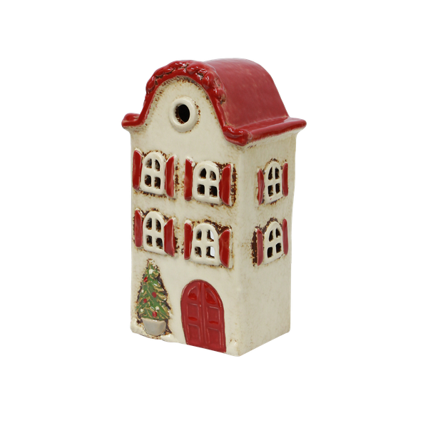 Alsace Tealight Villa Christmas Stone with Red